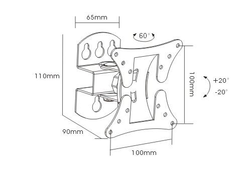 Кронштейн настенный ARM MEDIA LCD-101 10-26" (наклон ±20°, поворот 60°, до 30 кг, черный) фото 2 Кронштейн настенный ARM MEDIA LCD-101 10-26" (наклон ±20°, поворот 60°, до 30 кг, черный) фото 2