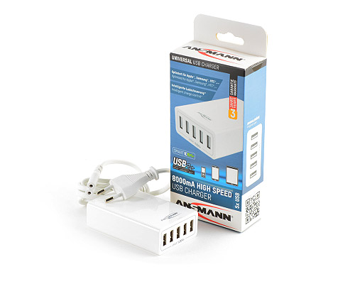 Зарядная станция для мобильных устройств ANSMANN 1001-0054 USB Charger 8.0A BL1 фото 2 Зарядная станция для мобильных устройств ANSMANN 1001-0054 USB Charger 8.0A BL1 фото 2