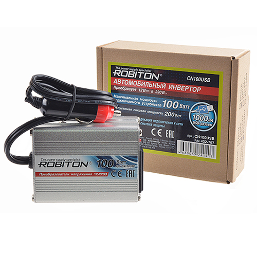 Инвертор ROBITON CN100USB 100W 12В->220В с USB выходом фото 2 Инвертор ROBITON CN100USB 100W 12В->220В с USB выходом фото 2