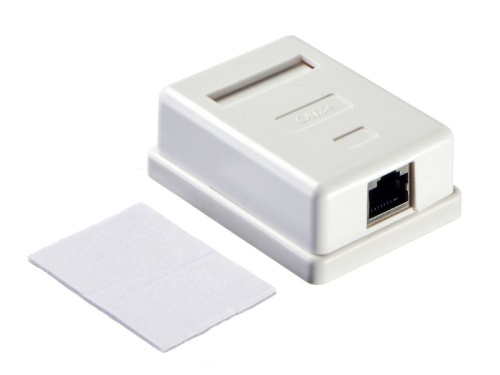 Розетка компьютерная внешняя  экранированная 1х RJ45, экран, cat.5е, Krone тип, белая