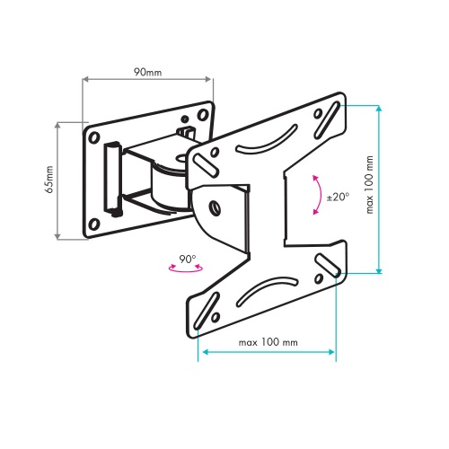 Кронштейн настенный VLK TRENTO-102 15-32" (наклон -20°/+20°, поворот 90°, до 15 кг, черный) фото 4
