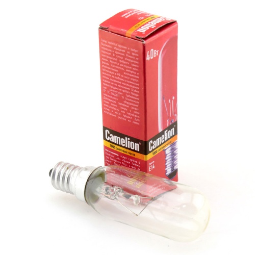 Лампа накаливания CAMELION T25L 40W E14 CL (миньон) трубчатая прозрачная для кухонных вытяжек