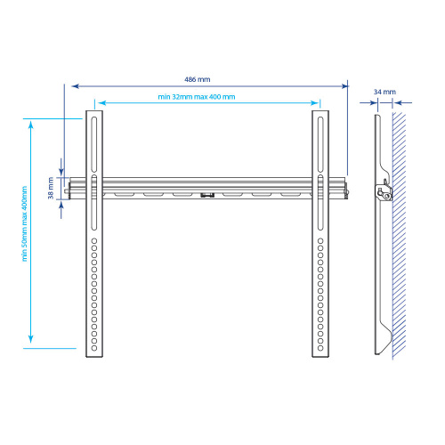 Кронштейн настенный Kromax VEGA-11 22-65" (фиксированный, вылет 34 мм, до 50 кг, чёрный) фото 15
