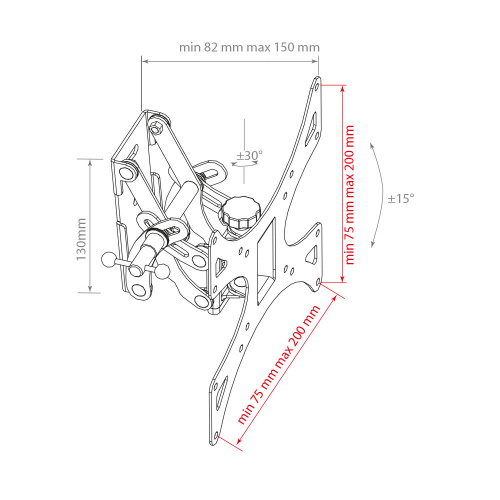 Кронштейн настенный ARM MEDIA LCD-301 White 15-37" (наклон ±15°, поворот 60°, до 30 кг, белый) фото 4 Кронштейн настенный ARM MEDIA LCD-301 White 15-37" (наклон ±15°, поворот 60°, до 30 кг, белый) фото 4
