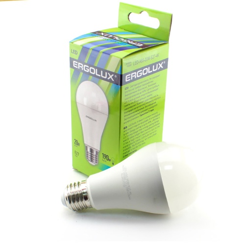 Лампа св/диод. ERGOLUX LED-A65-20W-E27-4K 20(190)W 1950лм E27 4500K холодный белый свет груша Лампа св/диод. ERGOLUX LED-A65-20W-E27-4K 20(190)W 1950лм E27 4500K холодный белый свет груша