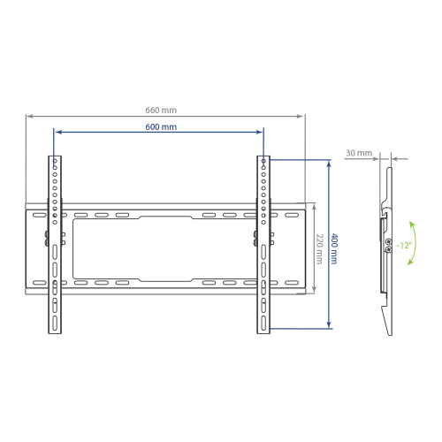 Кронштейн настенный Kromax IDEAL-102 32-90" (наклон -12°, вылет 30 мм, до 40кг, черный) фото 2 Кронштейн настенный Kromax IDEAL-102 32-90" (наклон -12°, вылет 30 мм, до 40кг, черный) фото 2