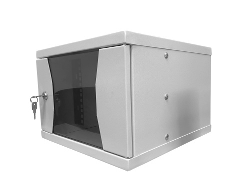 Шкаф настенный 10" 4U серия COMPACT 3304.900, стекло, серый, собранный  "R"  фото 2