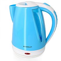 Чайник электрический ERGOLUX EXL-KP02-C35 2300W 1.8л дисковый, пластик бело-голубой, 220В