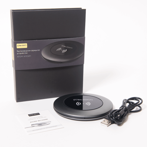 Беспроводное зарядное устройство Atom Evolution W1102M, 10Вт, Micro-USB, Атом, серый фото 2