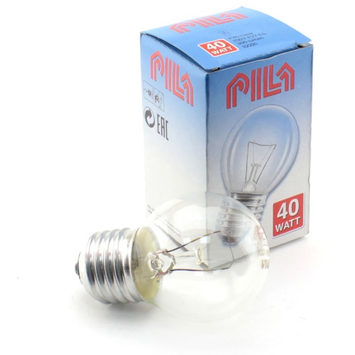 Лампа накаливания PILA P45 40W E27 CL шарик прозрачный