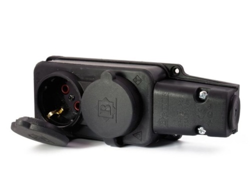 Колодка BEMIS BK1-1402-2612/3612 2 гнезда с з/к и крышкой каучуковая 220В 16А, IP54, чёрная Колодка BEMIS BK1-1402-2612/3612 2 гнезда с з/к и крышкой каучуковая 220В 16А, IP54, чёрная