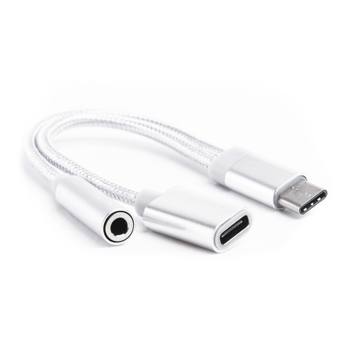 Переходник USB Type-C 3,5 Jack/Type-C (зарядка), серебряный фото 3