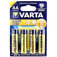 Батарейка щелочная VARTA LR6 (AA) Long Life 1.5В бл/4 (4106 101 414) (Цена за 1шт.)