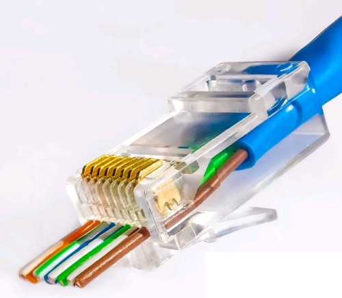 Коннектор RJ-45 (8p8c) cat.5е со сквозным отверстием EZNetko plug фото 4