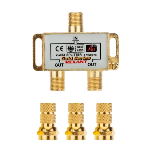 Делитель ТВ "краб" x 2 + 3шт. F "BOX" 5-1000 МГц "GOLD"