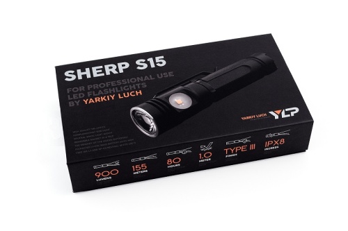 Фонарь ЯРКИЙ ЛУЧ YLP S15 "Sherp" CREE XM-L2 900лм + боковой XP-G3 200лм, Li-Ion 18650 фото 4