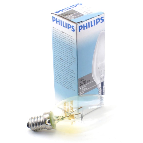 Лампа накаливания PHILIPS B35 60W E14 CL (миньон) свеча прозрачная Лампа накаливания PHILIPS B35 60W E14 CL (миньон) свеча прозрачная