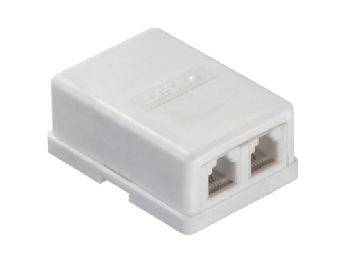 Телефонная розетка внешняя / 2 порта RJ-11(6p4c) / 4 контактная, белая