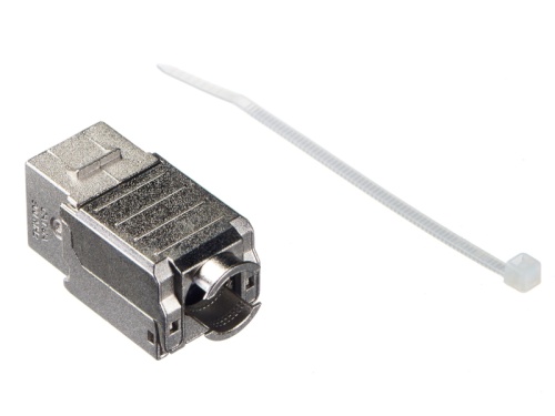 Модуль экр, RJ-45, cat.6А, 90°, 110 тип, под инстр, KE, металлик,СКС "J" фото 2