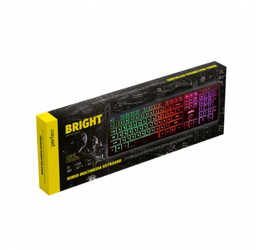 Клавиатура проводная Perfeo BRIGHT, GAME DESIGN, низкие кнопки, подсветка, USB, чёрный фото 2 Клавиатура проводная Perfeo BRIGHT, GAME DESIGN, низкие кнопки, подсветка, USB, чёрный фото 2