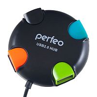 Концентратор Perfeo USB-HUB 4 Port, (PF-VI-H020 Black) чёрный