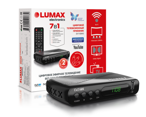Цифровой ресивер Lumax DV1108HD (Эфирный, DVB-T2/C, HD,Dolby Digital)