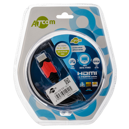 Кабель HDMI-HDMI v1.4 1,0м (Red/Gold, блистер) Atcom фото 2 Кабель HDMI-HDMI v1.4 1,0м (Red/Gold, блистер) Atcom фото 2