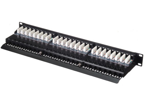 Патч-панель UTP, 19", 48 портов RJ45, cat.5е, 1U, Dual Type, компактная,СКС, "J" фото 2