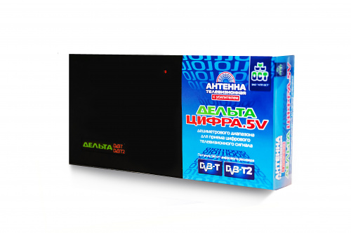 Антенна комнатная Дельта Цифра 5V (активная, DVB-T2, без б/п, 20-22 дБи, коробка) фото 2