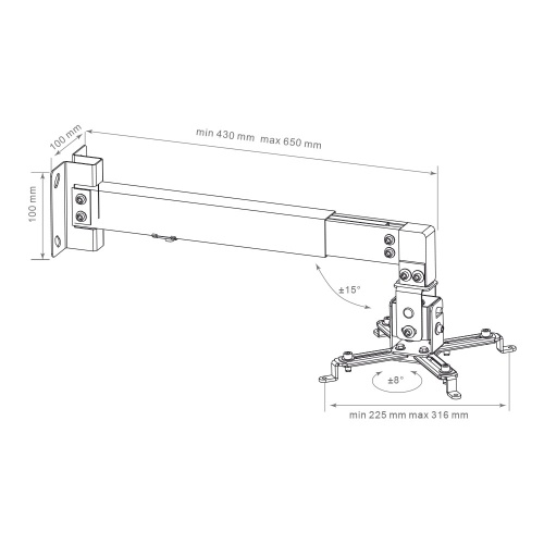 Кронштейн для проекторов Arm media PROJECTOR-3 (наклон +15°/-15°, поворот ±8°, до 20кг, белый) фото 2