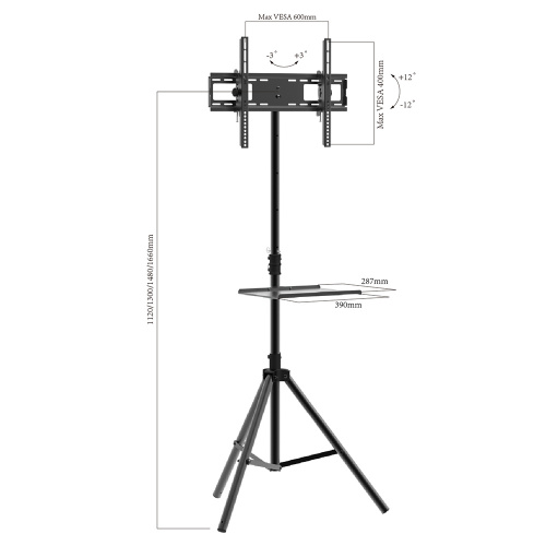 Телескопическая стойка-тренога для LED/LCD/Plasma телевизоров Arm media  TR-STAND-2, черная фото 9