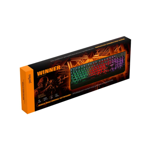 Клавиатура проводная Perfeo WINNER, GAME DESIGN, поддержка запястий, подсветка, USB, чёрный фото 3
