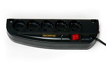 Сетевой фильтр Vektor SE 2.2 кВт черный 1.8-2м (для аудио-видео техники)