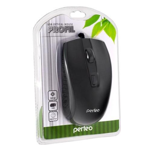 Мышь проводная Perfeo PROFIL, оптическая, 4 кн, USB, чёрная, PF_4932 фото 2