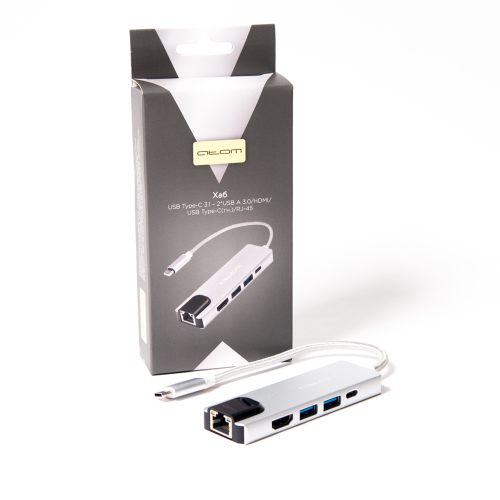 USB-HUB Type-C 3.1 - 2*USB А 3.0/HDMI/USB Type-C(зарядка)/RJ45, 0,15 м (шт/гн), серебряный фото 4