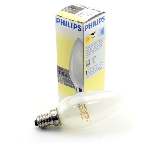 Лампа накаливания PHILIPS B35 40W E14 FR (миньон) свеча матовая