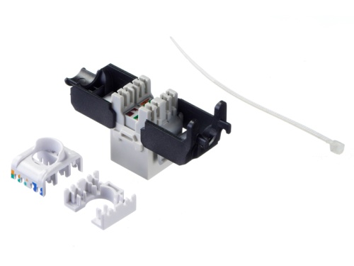 Модуль н/э, RJ-45, cat.6А, 180°, 110/Krone тип, под инстр/без инстр, KE, белый,СКС "J" фото 2