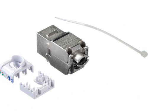 Модуль экр, RJ-45, cat.5e, 180°, 110/Krone тип, без инстр, KE, металлик,СКС "J" фото 2