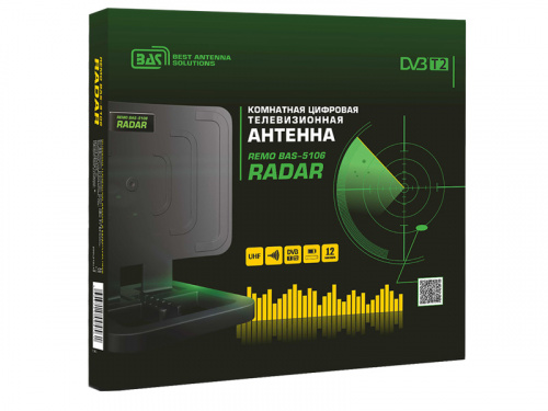 Антенна комнатная РЭМО BAS-5106-Р RADAR (пассивная, DVB-T2, без б/п, 2-5 дБи, коробка) фото 2 Антенна комнатная РЭМО BAS-5106-Р RADAR (пассивная, DVB-T2, без б/п, 2-5 дБи, коробка) фото 2