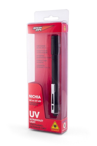 Фонарь ЯРКИЙ ЛУЧ "Pen-Detect UV" УФ-диод Nichia 365, клипса, на 2xAAA фото 2