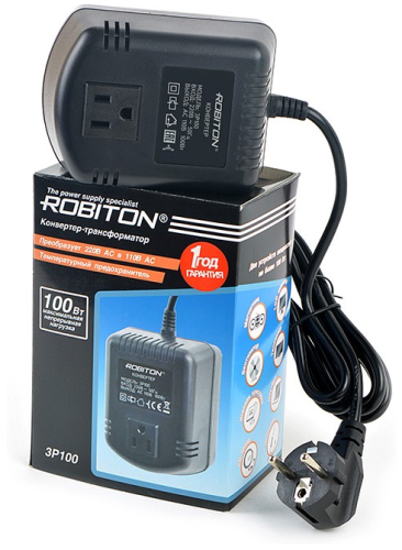 Конвертер-трансформатор ROBITON 3P100 220В-110В фото 2