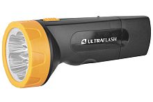 Фонарь Ultraflash LED 3827 аккумуляторный, 5 светодиодов, черный/желтый, зарядка 220В