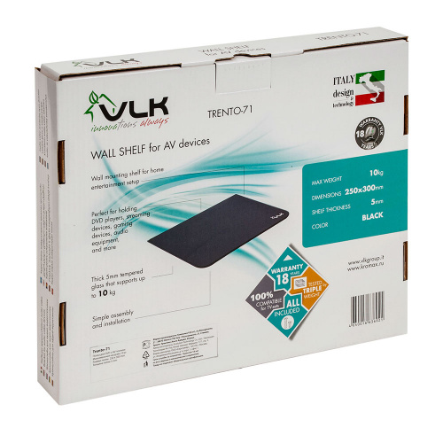 Полка DVD и AV-техники VLK TRENTO-71 black (до 10 кг, черный) фото 7 Полка DVD и AV-техники VLK TRENTO-71 black (до 10 кг, черный) фото 7