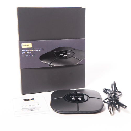 Беспроводное зарядное устройство Atom Evolution W1101M, 10Вт, Micro-USB, графит фото 2
