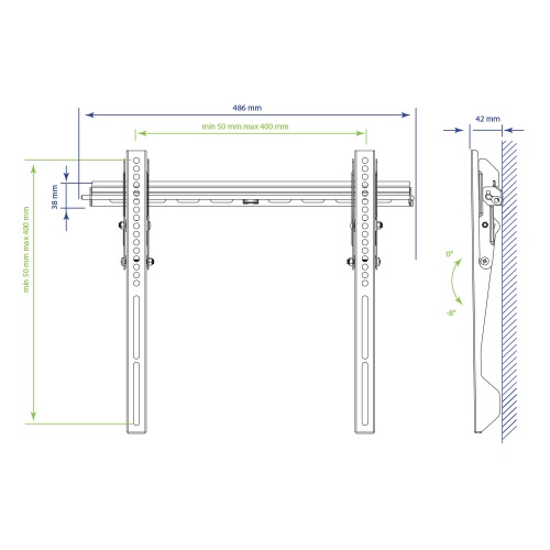 Кронштейн настенный Kromax VEGA-12 22-65" (фиксированный, вылет 42 мм, до 50 кг, чёрный) фото 2