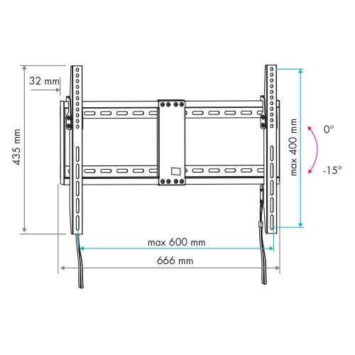 Кронштейн настенный VLK TRENTO-39 32-90" (наклон 0 -15°, вылет 32мм, до 45 кг, черный) фото 5