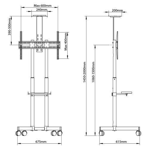 Мобильная стойка напольная для LED/LCD телевизоров Arm media PT-STAND-8 черная фото 2 Мобильная стойка напольная для LED/LCD телевизоров Arm media PT-STAND-8 черная фото 2