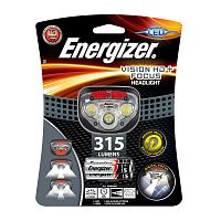 Фонарь ENERGIZER Vision HD+Focus налобный 315лм, 3 белых +2 красных LED, 3 режима, 3xLR03 в компл.