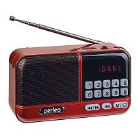 Радиоприемник цифровой Perfeo ASPEN FM+ 87.5-108МГц/ MP3/ питание USB или 18650/красный 