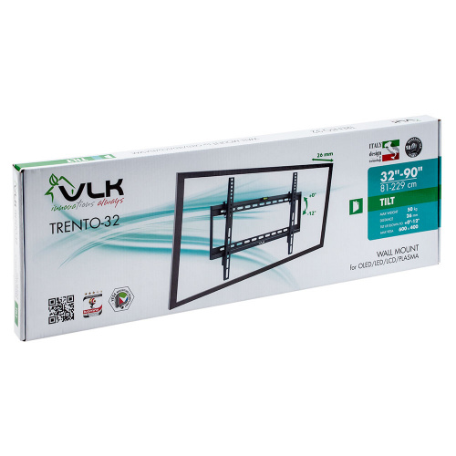 Кронштейн настенный VLK TRENTO-32 32-90" (наклон 0 -8°, вылет 26мм, до 50 кг, черный) фото 7 Кронштейн настенный VLK TRENTO-32 32-90" (наклон 0 -8°, вылет 26мм, до 50 кг, черный) фото 7